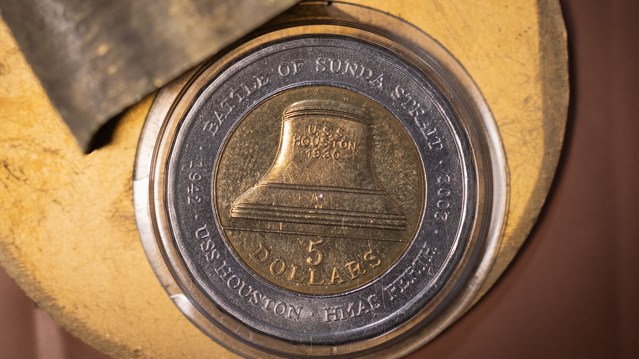 Five dollar battle of sunda strait with USS houston bell