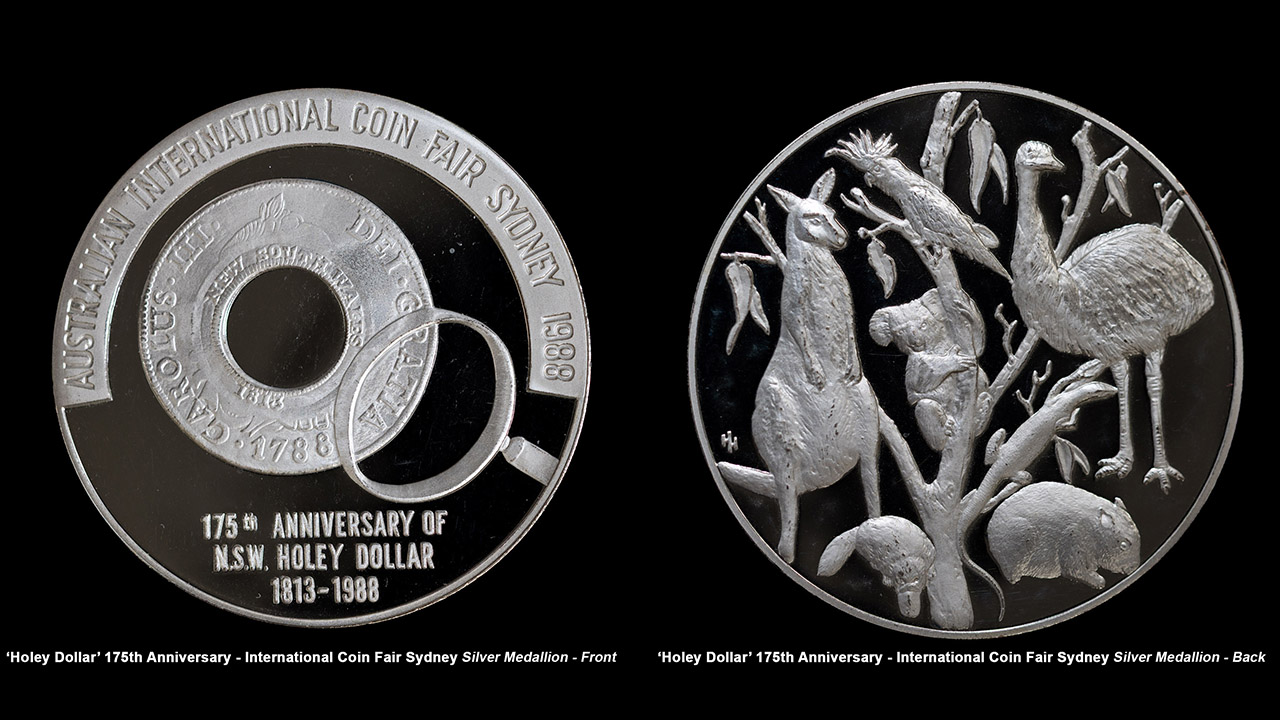 Silve Medallion of the 175th Anniversary of the Holey Dollar.