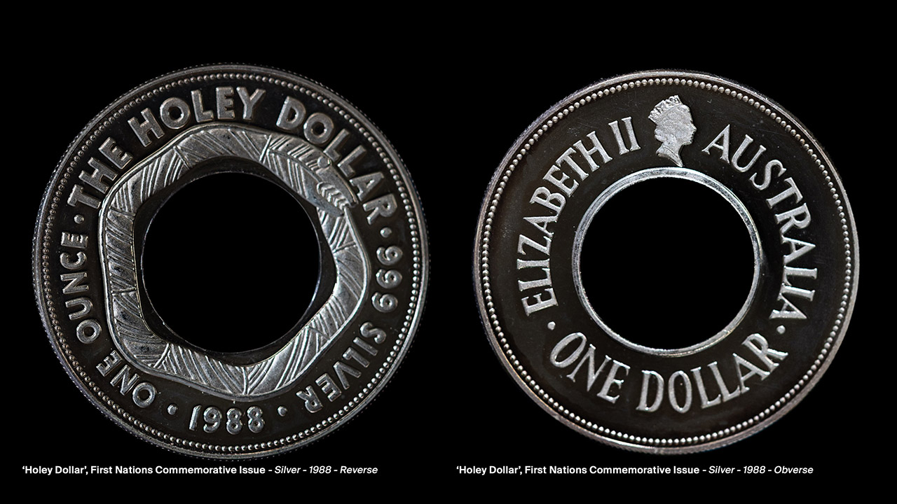 1988 Silver Holey Dollar, First Nations Commemorative Issue.