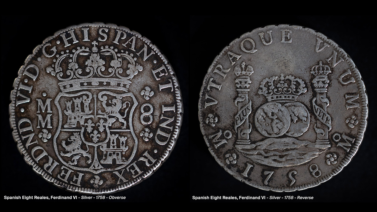 1958 Silver Spanish Eight Reales, Ferdinant the sixth.