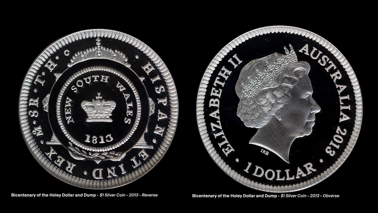 2013 $1 Silver coin, Bicentenary of the Holey Dollar and Dump.