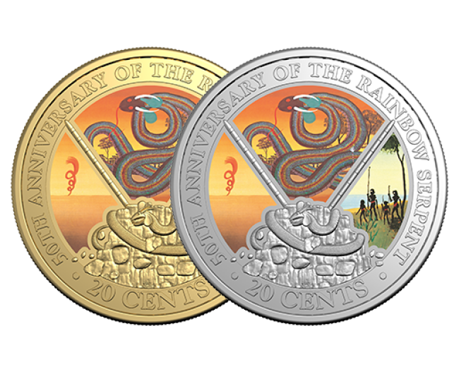 2025 august 14 rainbow serpent coin silver and gold