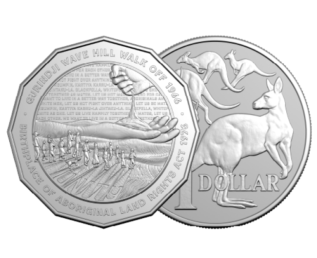 Unity 50c coin and Kangaroo Series $1 Silver Proof coin.