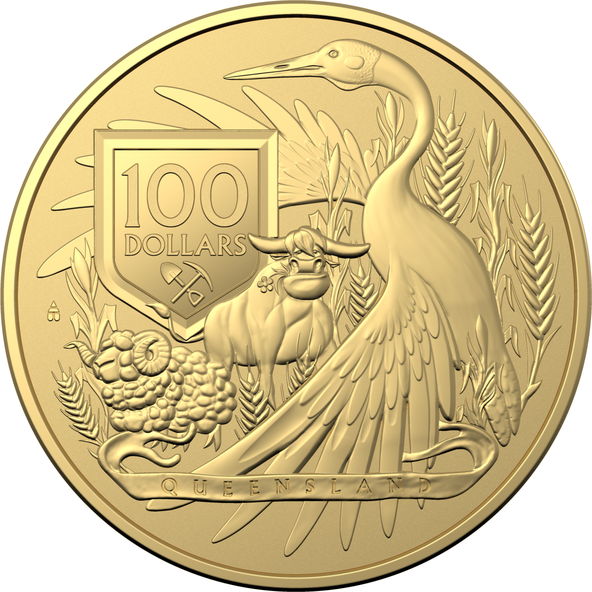 Investment Coins Gold 2023 One Hundred Dollars Australia's Coat of Arms - Queensland