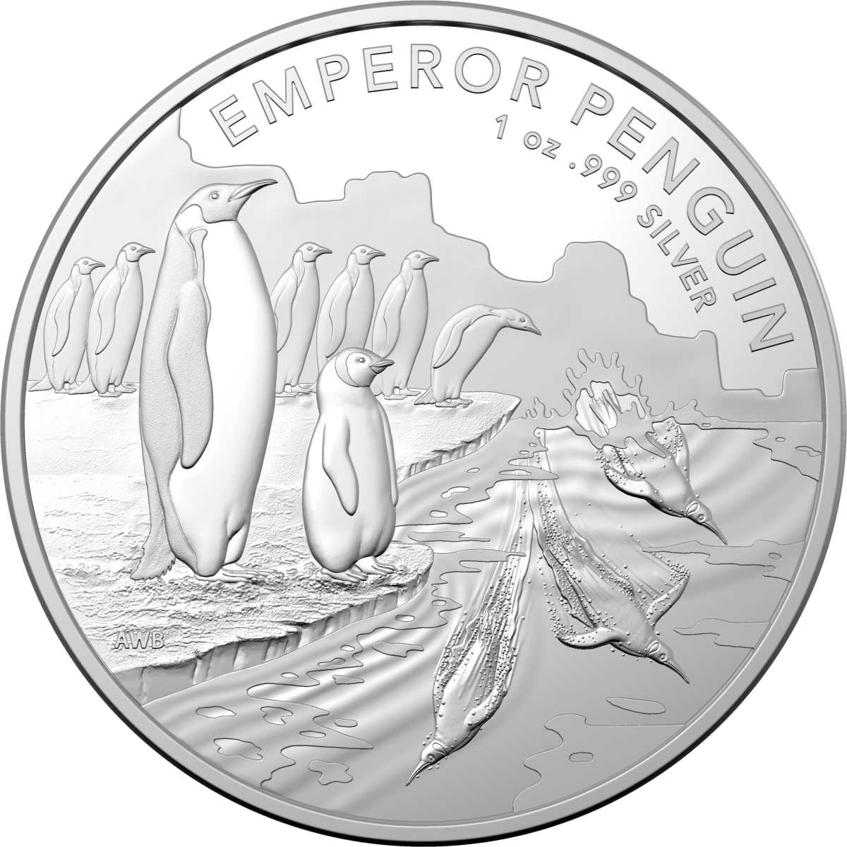 Investment Coins Silver 2023 One Dollar Australian Antarctic Territory - Emperor Penguin
