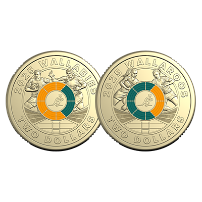 2025 $2 Coloured Coin - Wallabies & Wallaroos