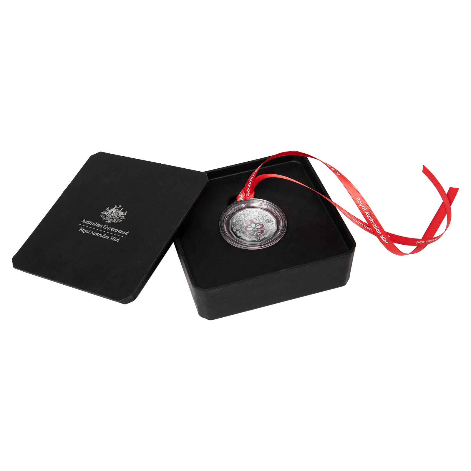 2025 Christmas Festive Florals 50c Coloured Fine Silver Proof Case