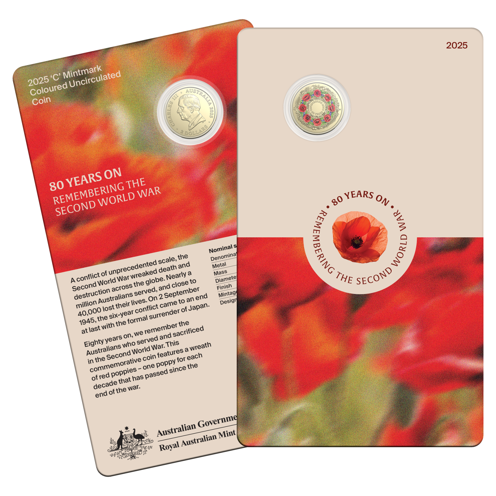 poppy wreath coin in card
