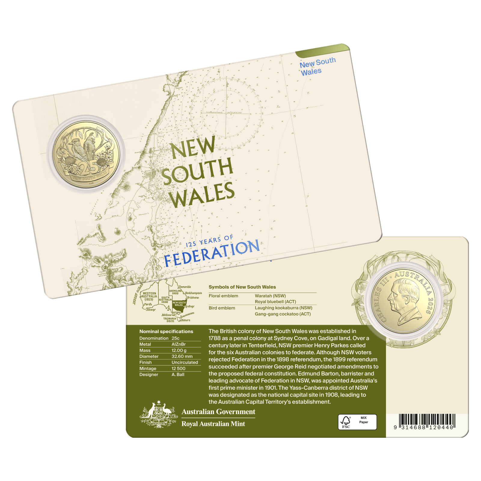 2026 125 Years of Federation 25c NSW Coin