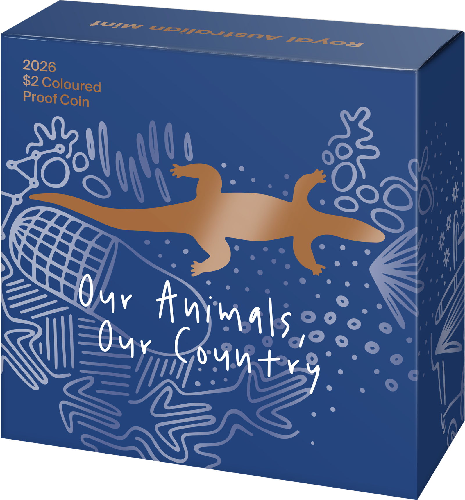 2026 Our Animals Our Country aluminium bronze proof coin front of carton.