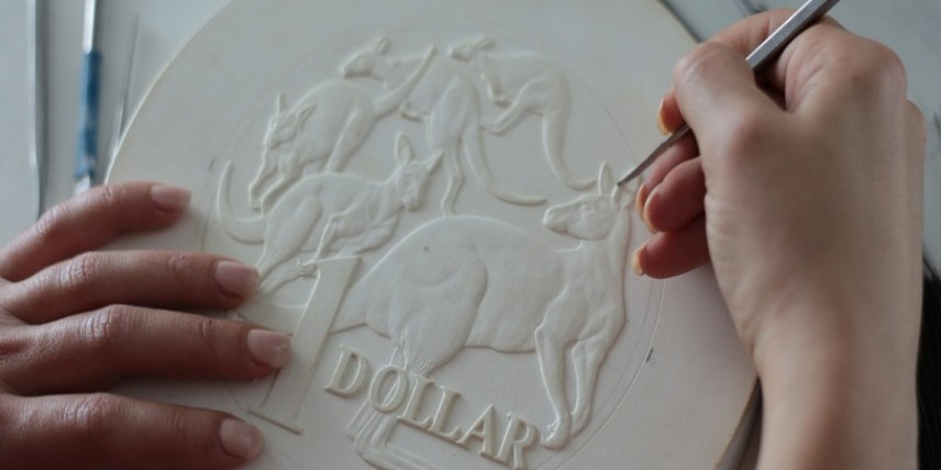 Coin design three-dimensional model of one dollar coin