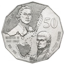 Circulating coins fifty cents commemorative design 1998 200th anniversary of the voyage of Bass and Flinders