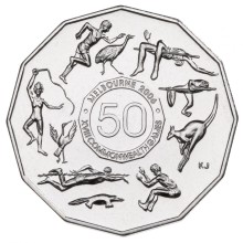 circulating coins fifty cents commemorative design 2005 secondary school commonwealth games design competition winner kelly just