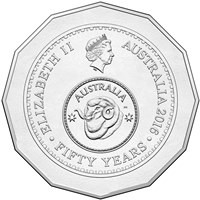 Circulating coins fifty cents commemorative design 2016 obverse design to celebrate the 50th anniversary of decimal currency