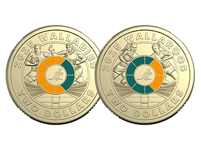 2025 $2 Coloured Coin - Wallabies & Wallaroos