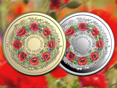 poppy wreath silver coins