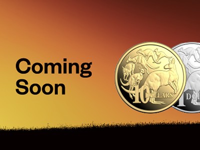 2026 Kangaroo Series three coin release against a sunset background with 'Coming Soon' text.