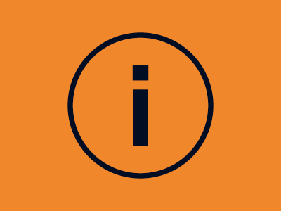 Orange background with information icon.
